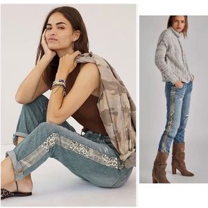 NWT Anthropology Pilcro and the Letterpress Slim Boyfriend Jean leopard/Camo